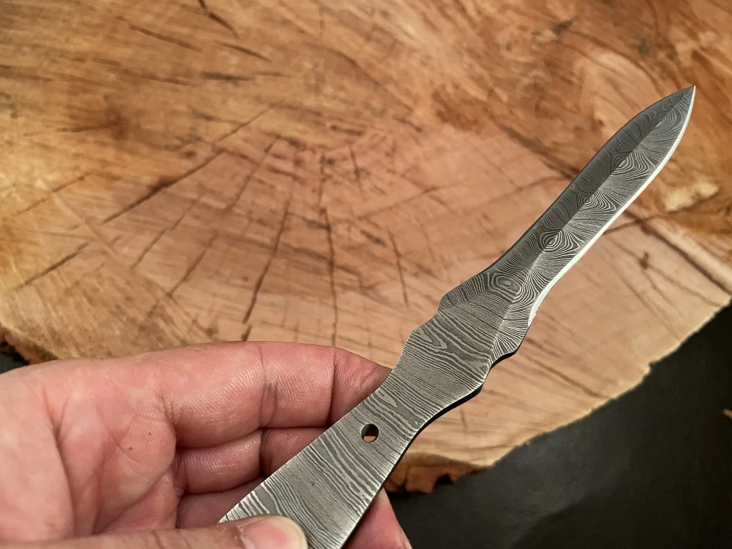 Handmade Damascus Steel Throwing Knife Blank Blade – B18