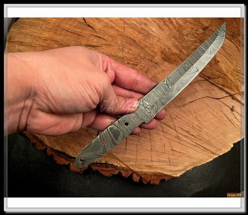 Handmade Damascus Steel Tanto Knife Blade Blank – B19