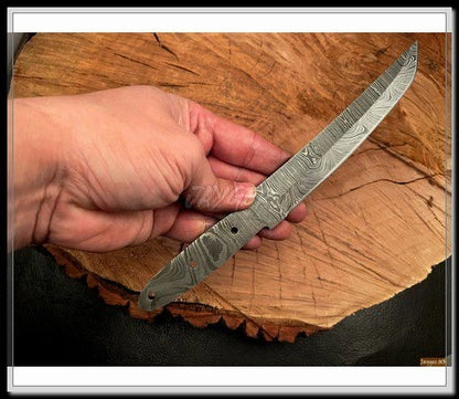 Handmade Damascus Steel Tanto Knife Blade Blank – B19