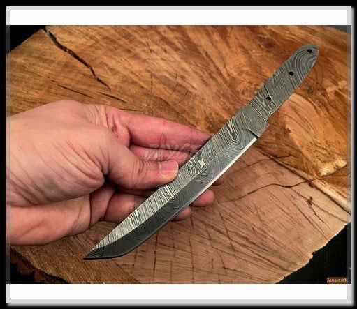 Handmade Damascus Steel Tanto Knife Blade Blank – B19