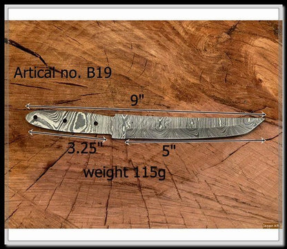 Handmade Damascus Steel Tanto Knife Blade Blank – B19