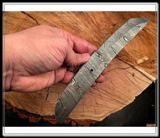 Handmade Damascus Steel Tanto Knife Blank Blade – B21
