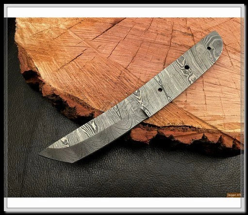 Handmade Damascus Steel Tanto Knife Blank Blade – B21