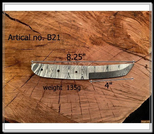 Handmade Damascus Steel Tanto Knife Blank Blade – B21
