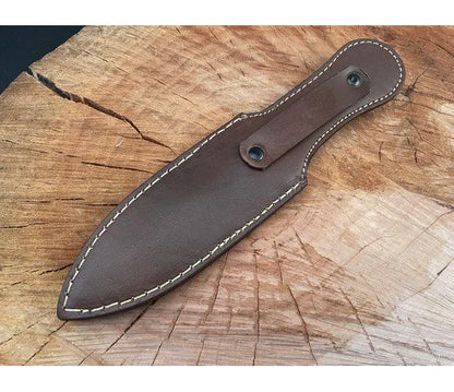 Damascus Kunai Throwing Knife With Leather Sheath
