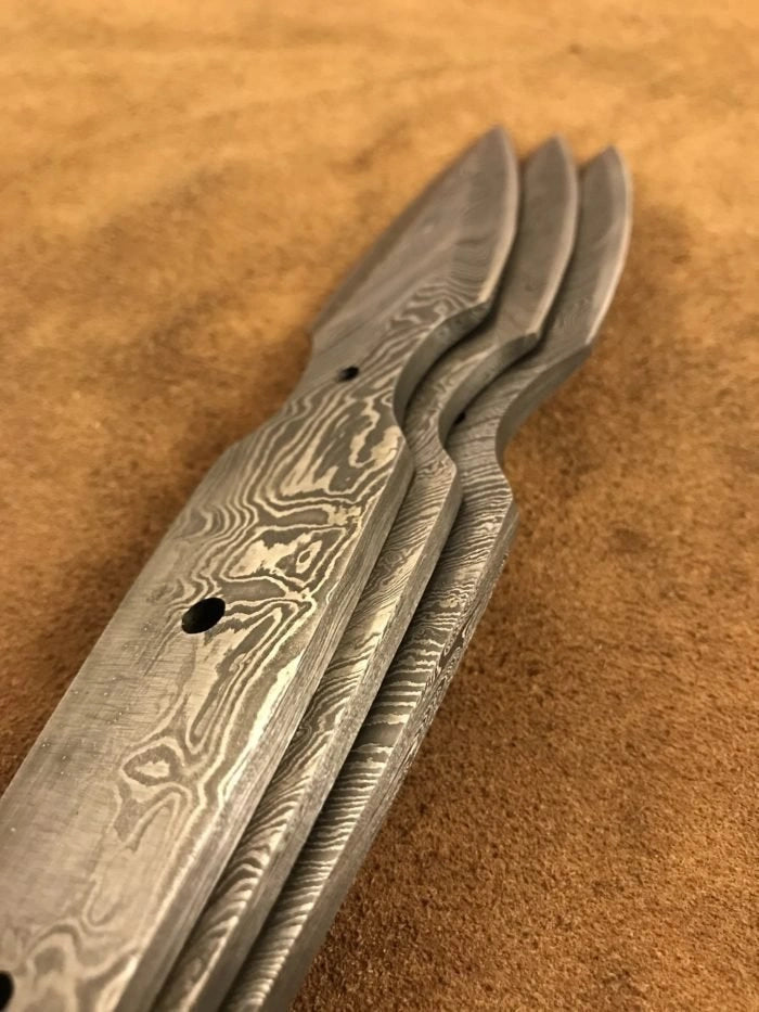 Damascus Steel Double Edge Sgian Dubh Knife Blade – B25