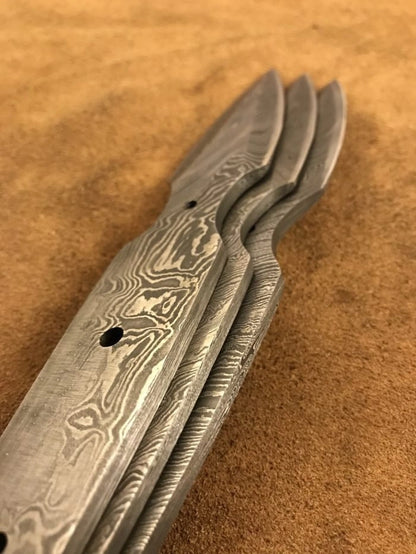 Damascus Steel Double Edge Sgian Dubh Knife Blade – B25