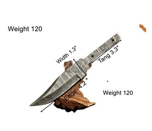 Handmade Damascus Steel Hidden Tang Blank Blade – B35