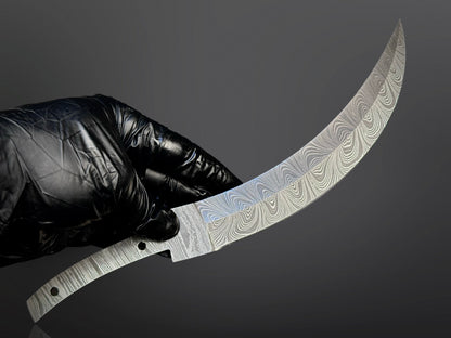 Damascus Steel Curved Edge Dagger Knife Blade – B13