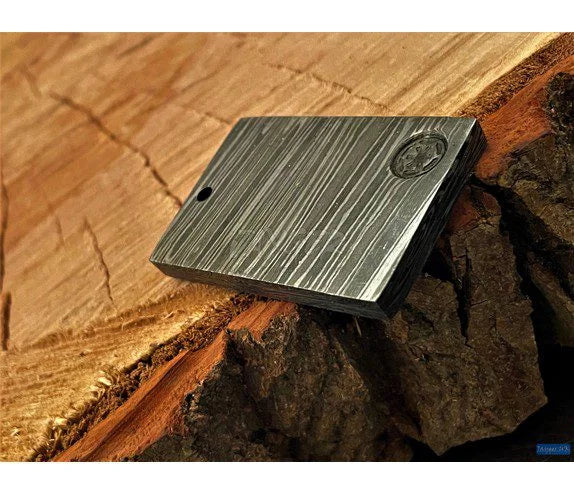 Mandalorian Steel Star Wars Beskar Pendant-Hand Forged Damascus Steel