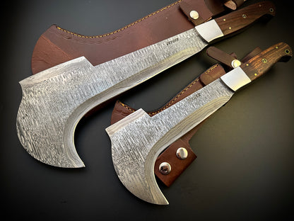 Handmade Damascus Steel Bill Hook Double Edged Blade Wood Handle