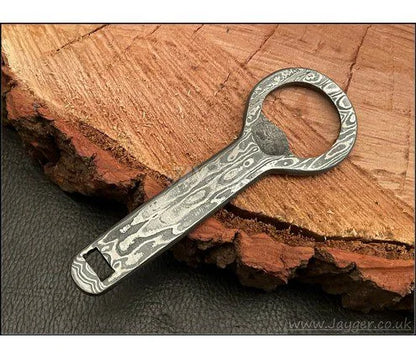 Hand Forged Damascus Steel Bottle Opener / Pendant