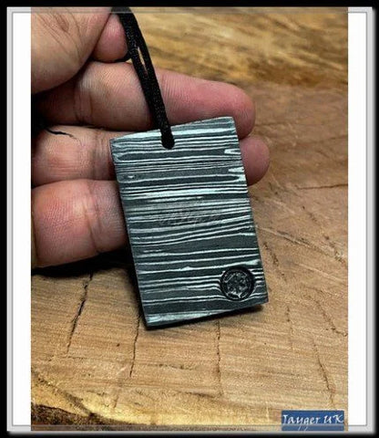 Mandalorian Steel Star Wars Beskar Pendant-Hand Forged Damascus Steel