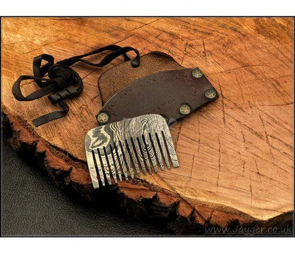 Hand Forged Beard Comb for Men’s With Leather Case