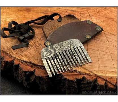 Hand Forged Beard Comb for Men’s With Leather Case