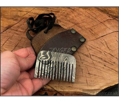 Hand Forged Beard Comb for Men’s With Leather Case