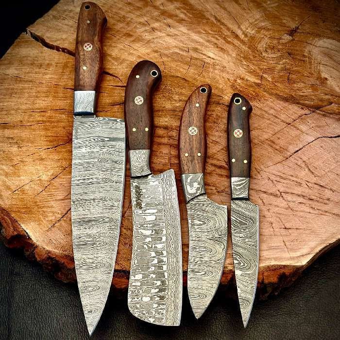 Hand Forged Damascus Steel Kitchen Knife / Chef Set