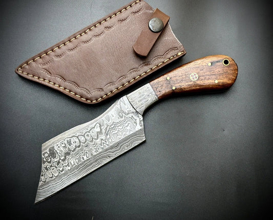 Hand Forged Damascus Steel Cleaver/ Hatchet DH16