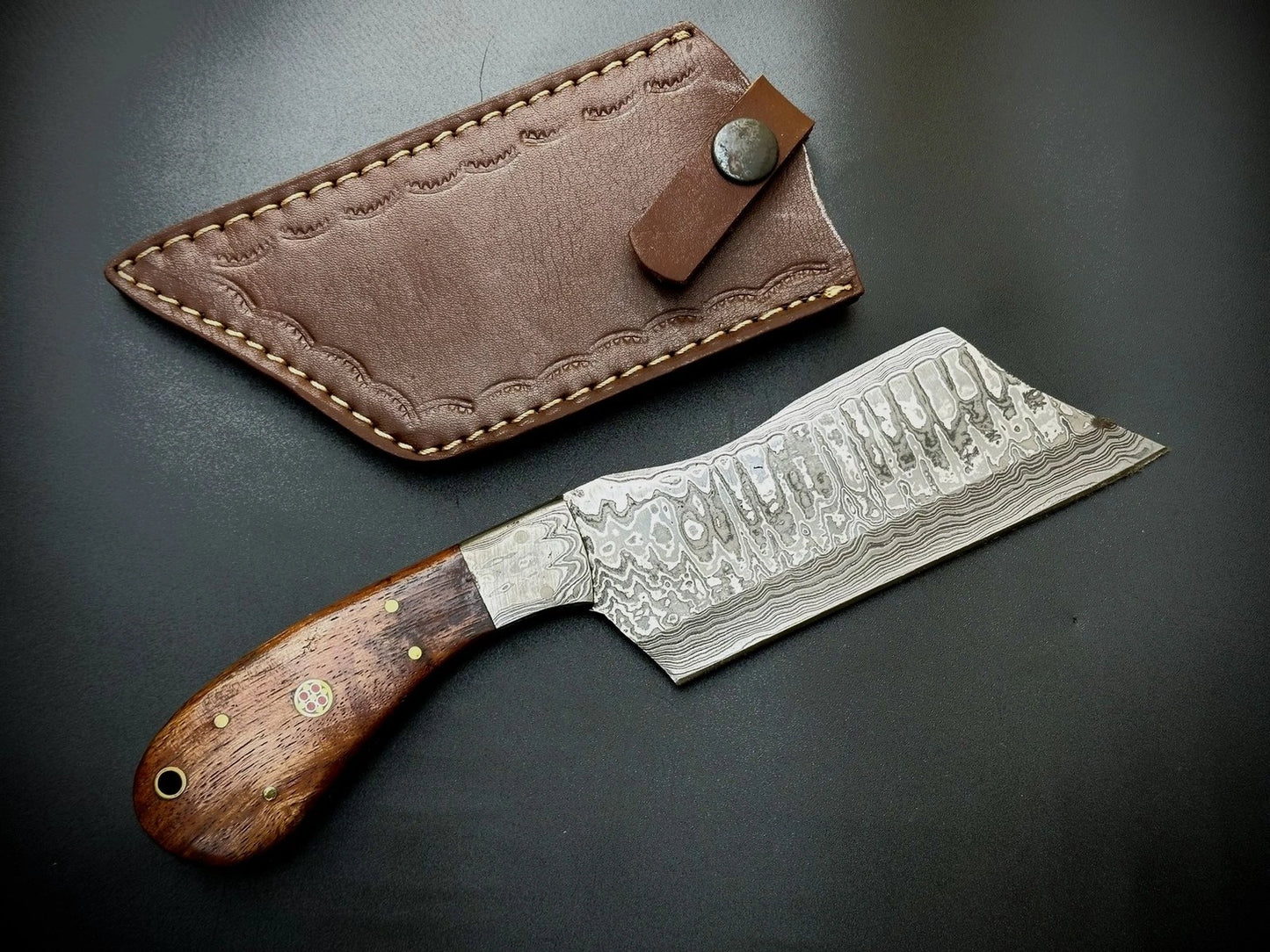 Hand Forged Damascus Steel Cleaver/ Hatchet DH16