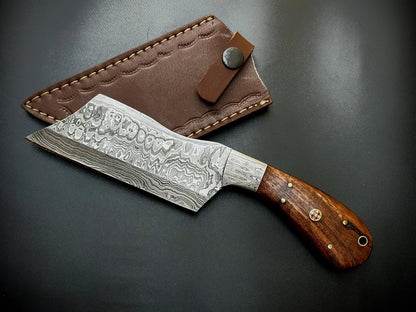 Hand Forged Damascus Steel Cleaver/ Hatchet DH16