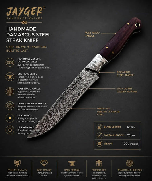 Handmade Damascus Steel Steak Knife