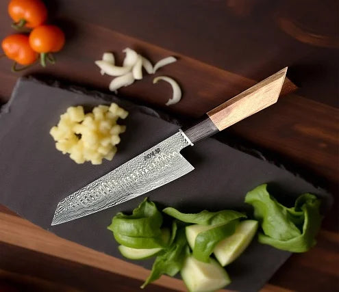 Handmade Santoku Chef Knife – 6.9”Damascus Steel Blade