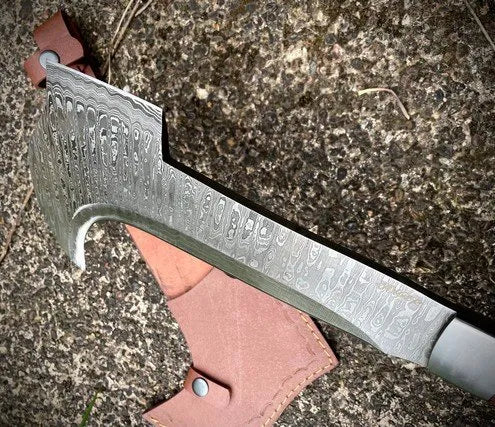 Handmade Damascus Steel Bill Hook Double Edged Blade Wood Handle – BHD1