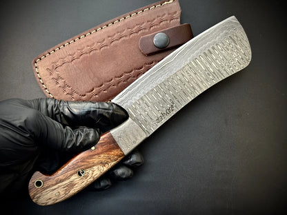 Damascus Steel Cleaver With Leather Sheath-DH12