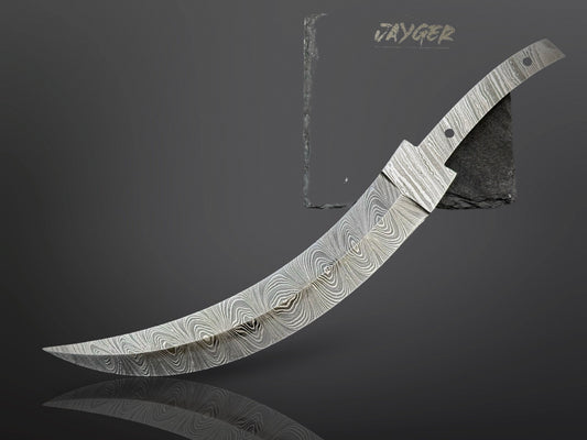 Damascus Steel Curved Edge Dagger Knife Blade – B13