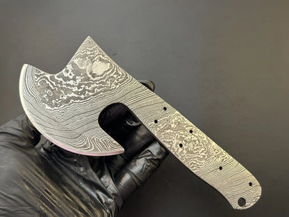 Hand Forged Damascus Cleaver | Hatchet Blank Blade – HB12