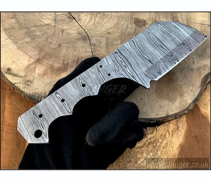 Hand Forged Damascus Steel Cleaver Knife Blank Blade – HB8