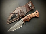 Damascus Steel Hunting Knife With Leather Sheath - Jayger