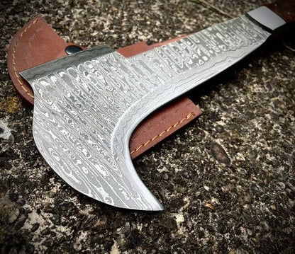 Handmade Damascus Steel Bill Hook Double Edged Blade Wood Handle – BHD1