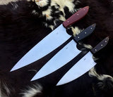 Chef Knives Set Of 3 With Roll Over Leather Sheath - Jayger