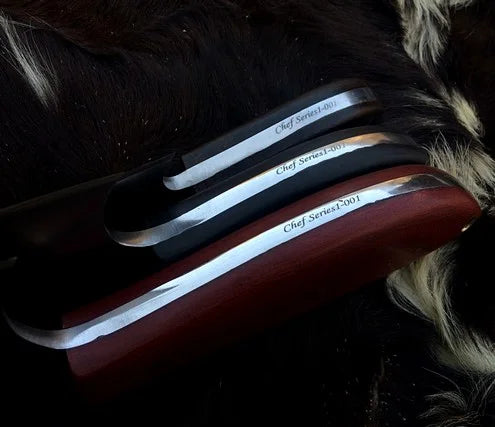 Chef Knives Set Of 3 With Roll Over Leather Sheath