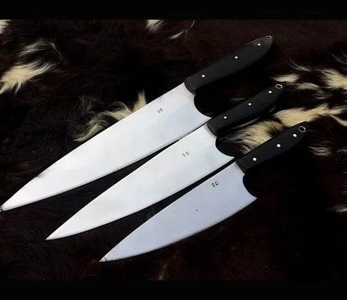 Hand Forged Chef Knives Set Of 3 With Roll Over Sheath