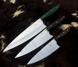 Handmade Spring Steel Kitchen Chef Knives Set Of 3 - Jayger