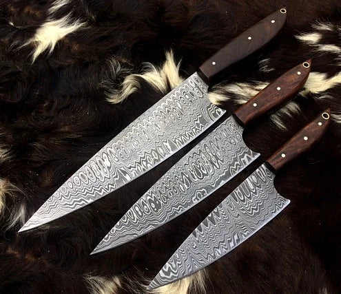 Handmade Damascus Steel Chef Knives Set Of 3