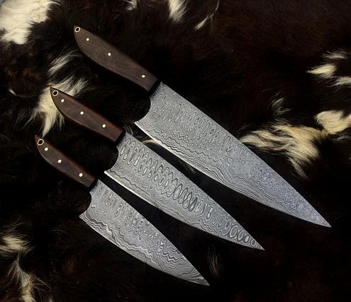 Handmade Damascus Steel Chef Knives Set Of 3