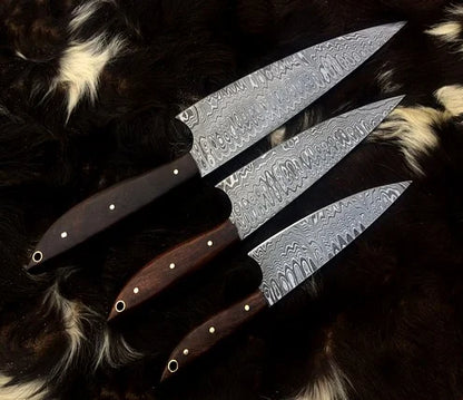 Handmade Damascus Steel Chef Knives Set Of 3