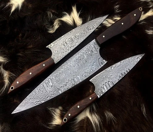 Handmade Damascus Steel Chef Knives Set Of 3