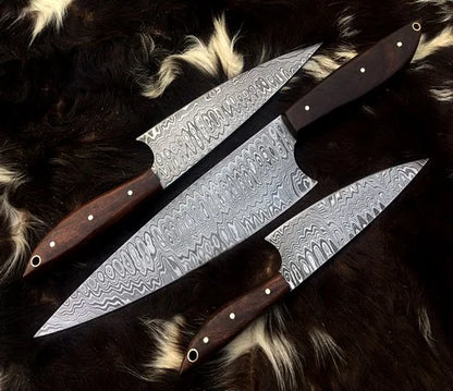 Handmade Damascus Steel Chef Knives Set Of 3