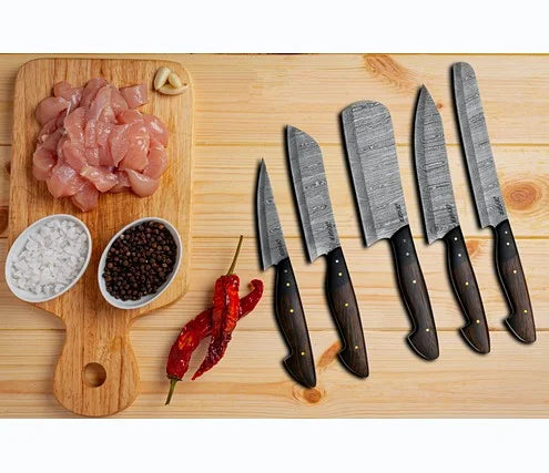Custom Made Kitchen Chef Knives Set Of 5 Pcs