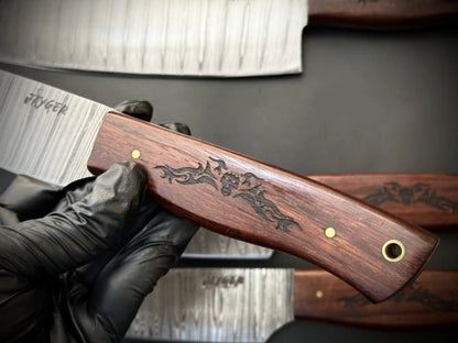 Damascus Knife Set Of 5 Pcs With Leather Knife Roll