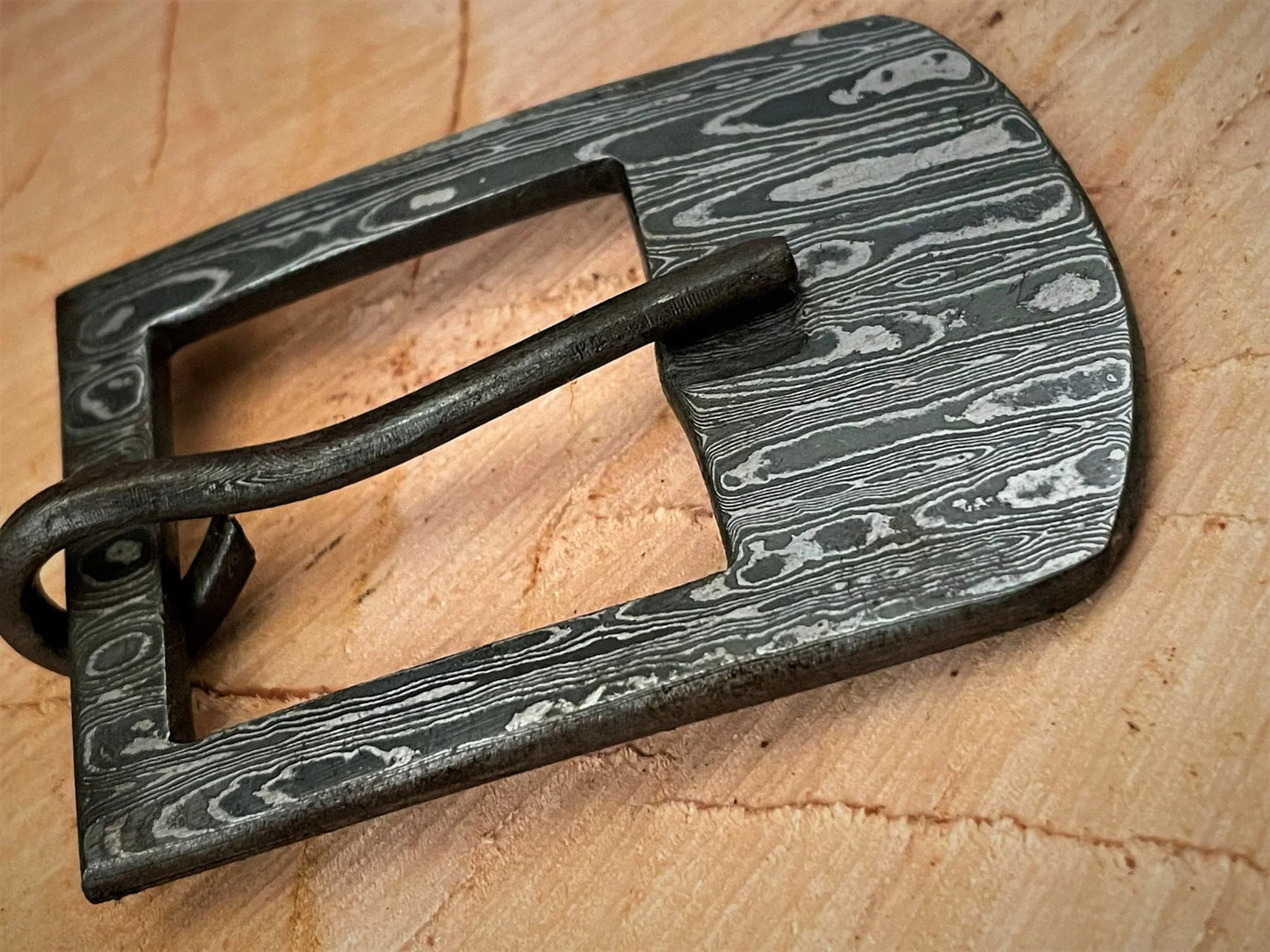 Hand Forged Damascus Steel Belt Buckle
