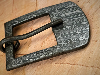 Hand Forged Damascus Steel Belt Buckle