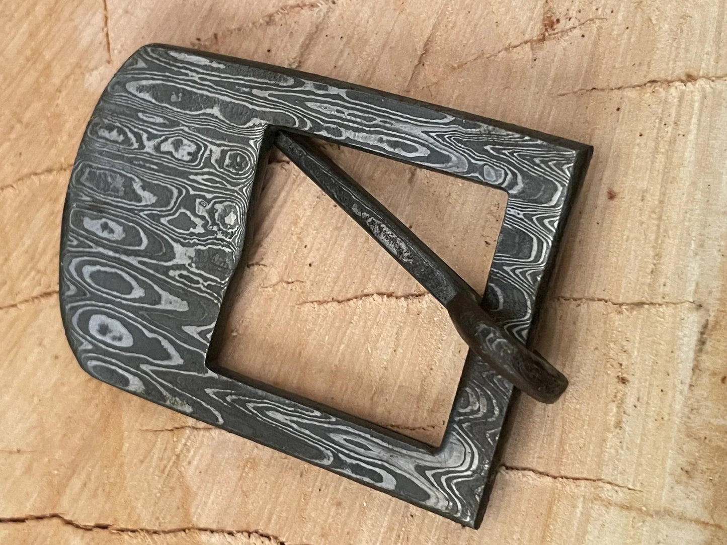 Hand Forged Damascus Steel Belt Buckle