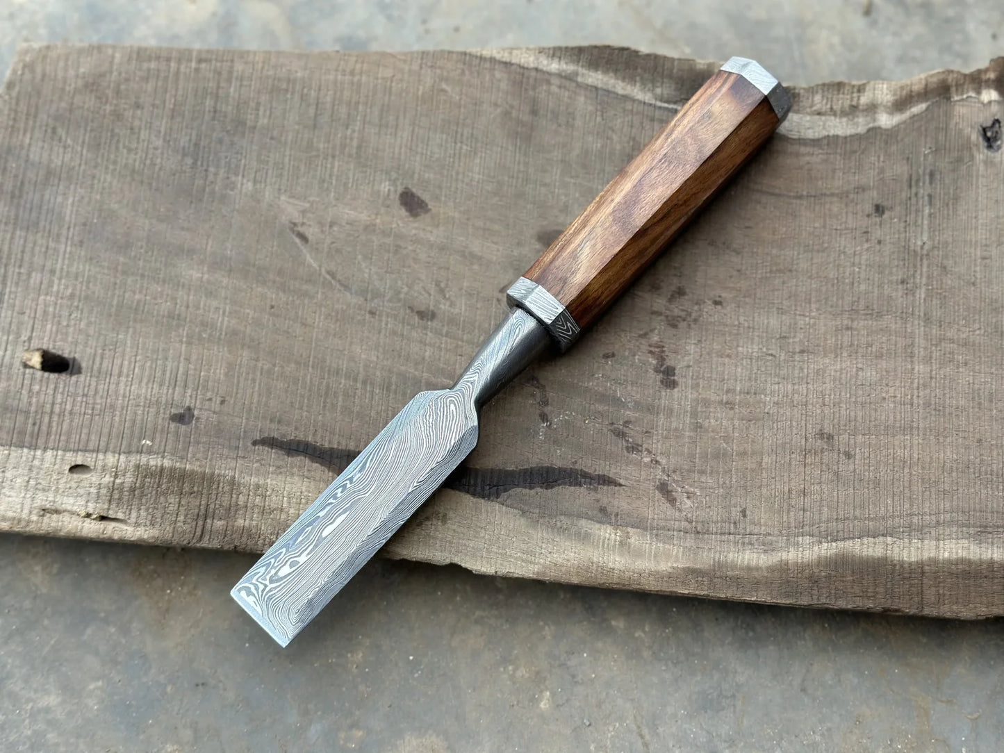 Damascus Steel Wood Working Chisel 40mm Hand Forged By Jayger