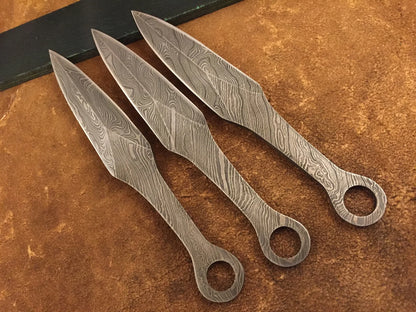 Damascus Steel Throwing Kunai Knife Blank Blade – B41