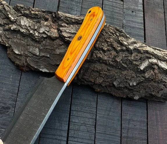 Handmade Damascus Steel Meat Cleaver Hatchet Camping Knife Wood Handle